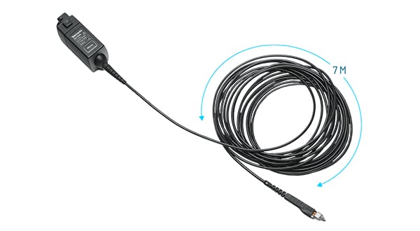 Image of a Tektronix TAP1500L Active Probe with a graphic indicating the 7 meter length of the cable.