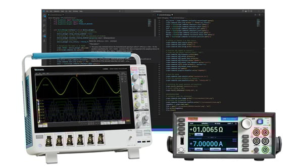python, oscilloscope, and SMU