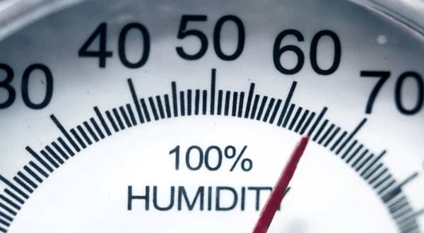 humidity calibration A close-up view of a humidity sensor dial display.