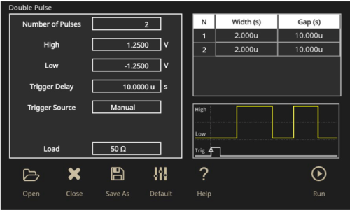 Double pulse software on an AFG