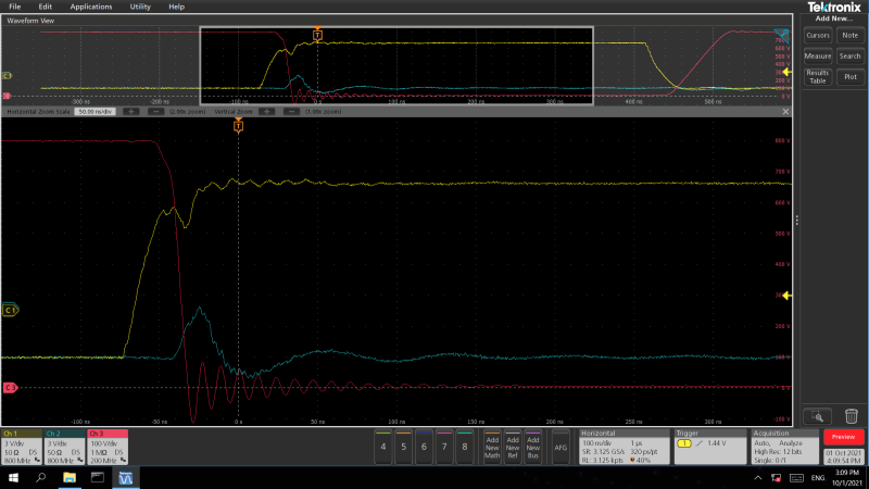 Gate drives on SiC FETs measured with IsoVu optically isolated probes are quiet