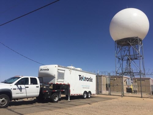 Mobile service vehicle from Tektronix helping the national weather service