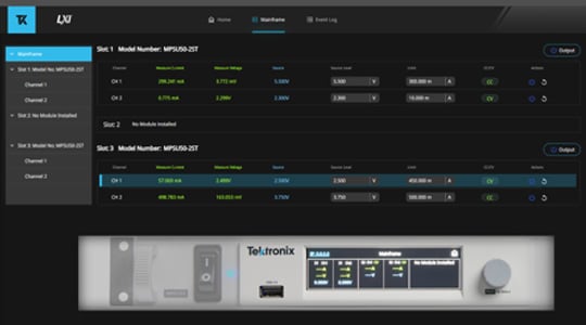 screenshot of the MP5000 web interface with MP5000 front panel below