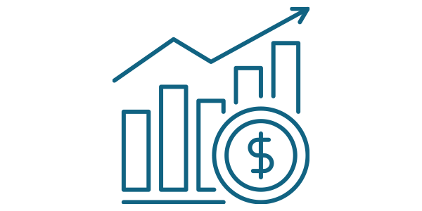 A stylized graphic of financial growth