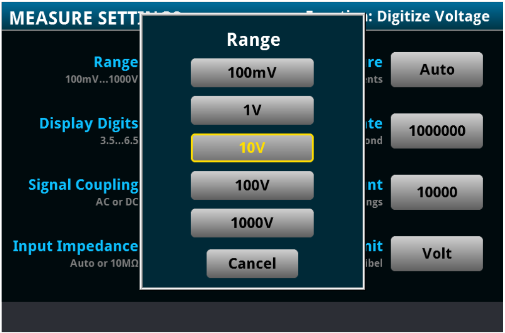 Digitize voltage measurement range