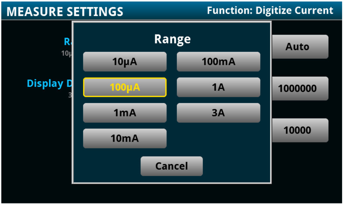 Digitize current measurement range