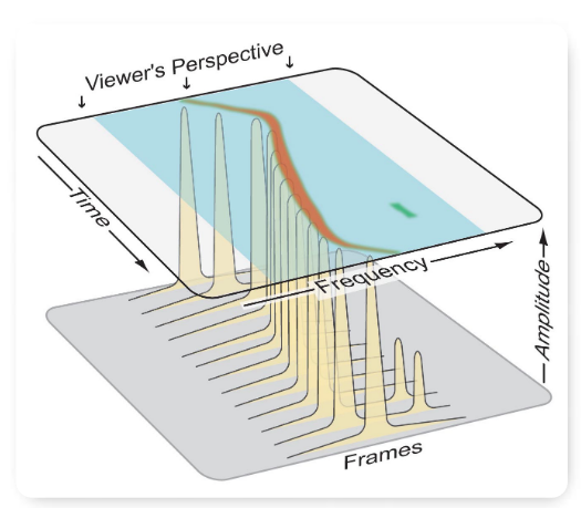 The spectrogram display signal change over time