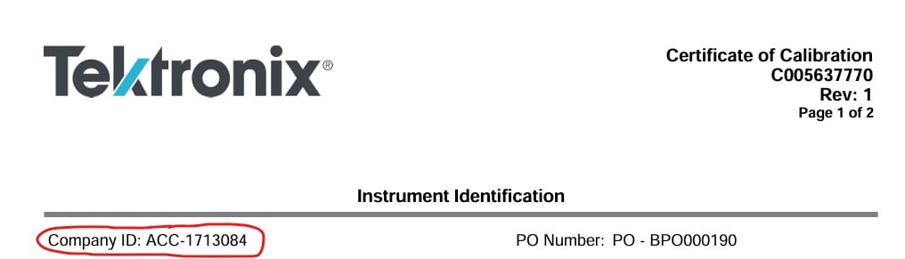Tektronix Account Number