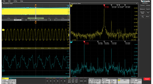 Oscilloscope with spectrum analysis capability measuring noise