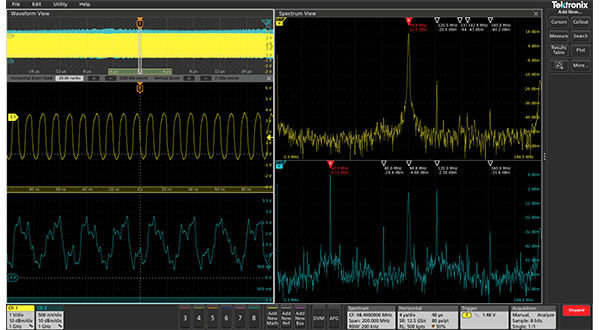 Oscilloscope with spectrum analysis capability measuring noise