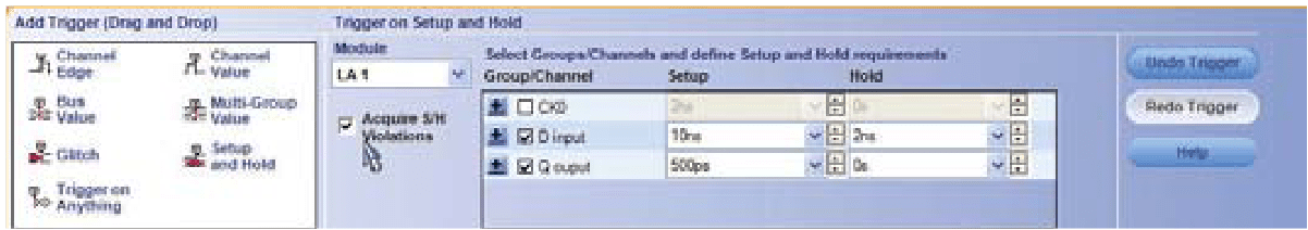 Setup and Hold event display
